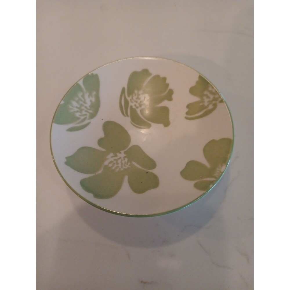 Crofton Stoneware Dish Dip Plate Butter Pat Mint Green White Floral 4"